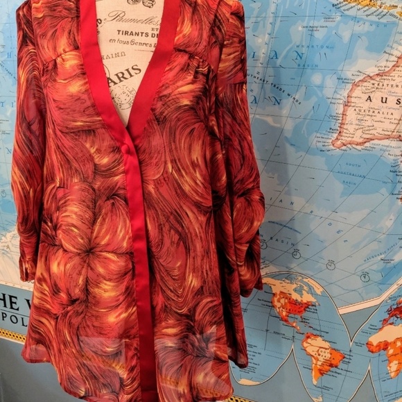 VTG NWT Flouncy Fall Blouse w Button - Picture 1 of 8